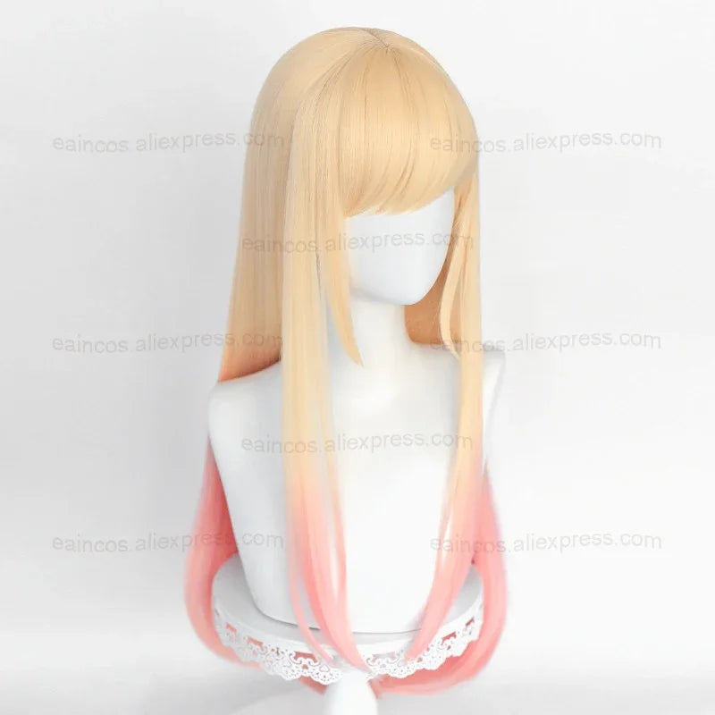 Anime Marin Kitagawa Cosplay Wigs 80cm Long Straight Pink Dyed