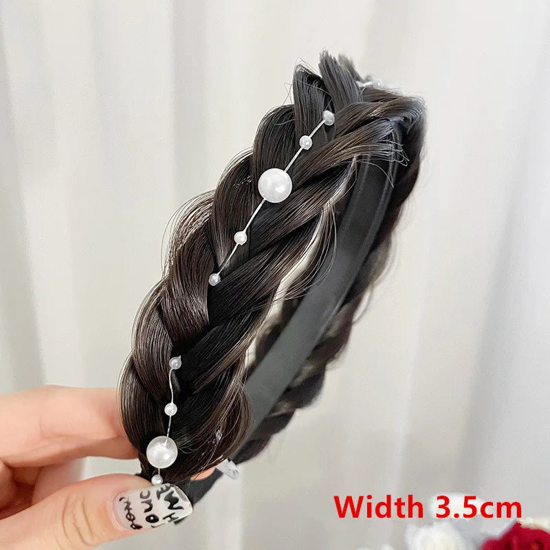 Women Synthetic Wig Twist Braided Hair Bands Fashion Braids Hair Accessories Women Bohemian Nature Headband Stretch for Party