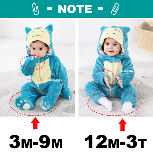 Boys Girls Costume 0-3 Y Baby Snorlax Romper Anime Cosplay Kigurumi