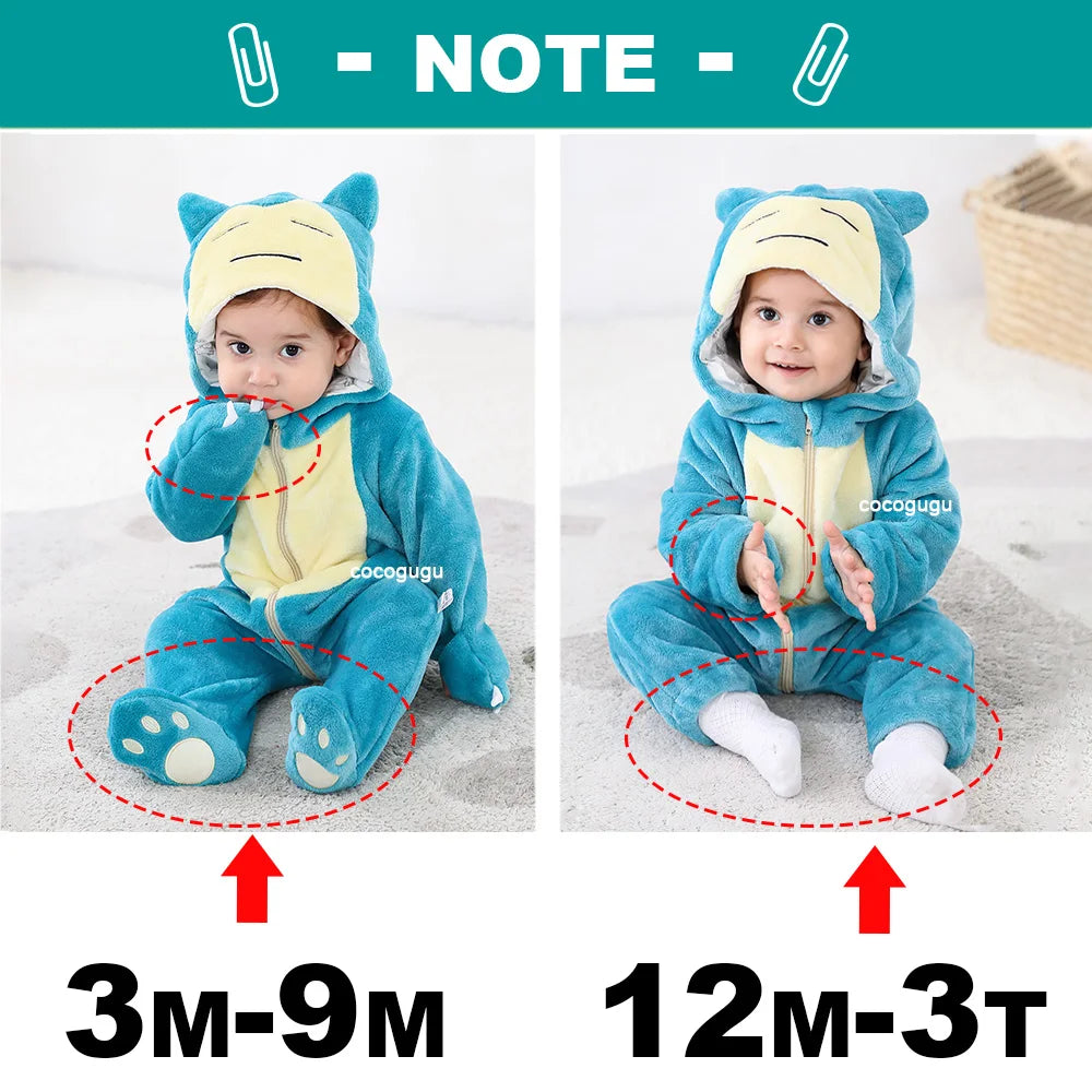 Boys Girls Costume 0-3 Y Baby Snorlax Romper Anime Cosplay Kigurumi