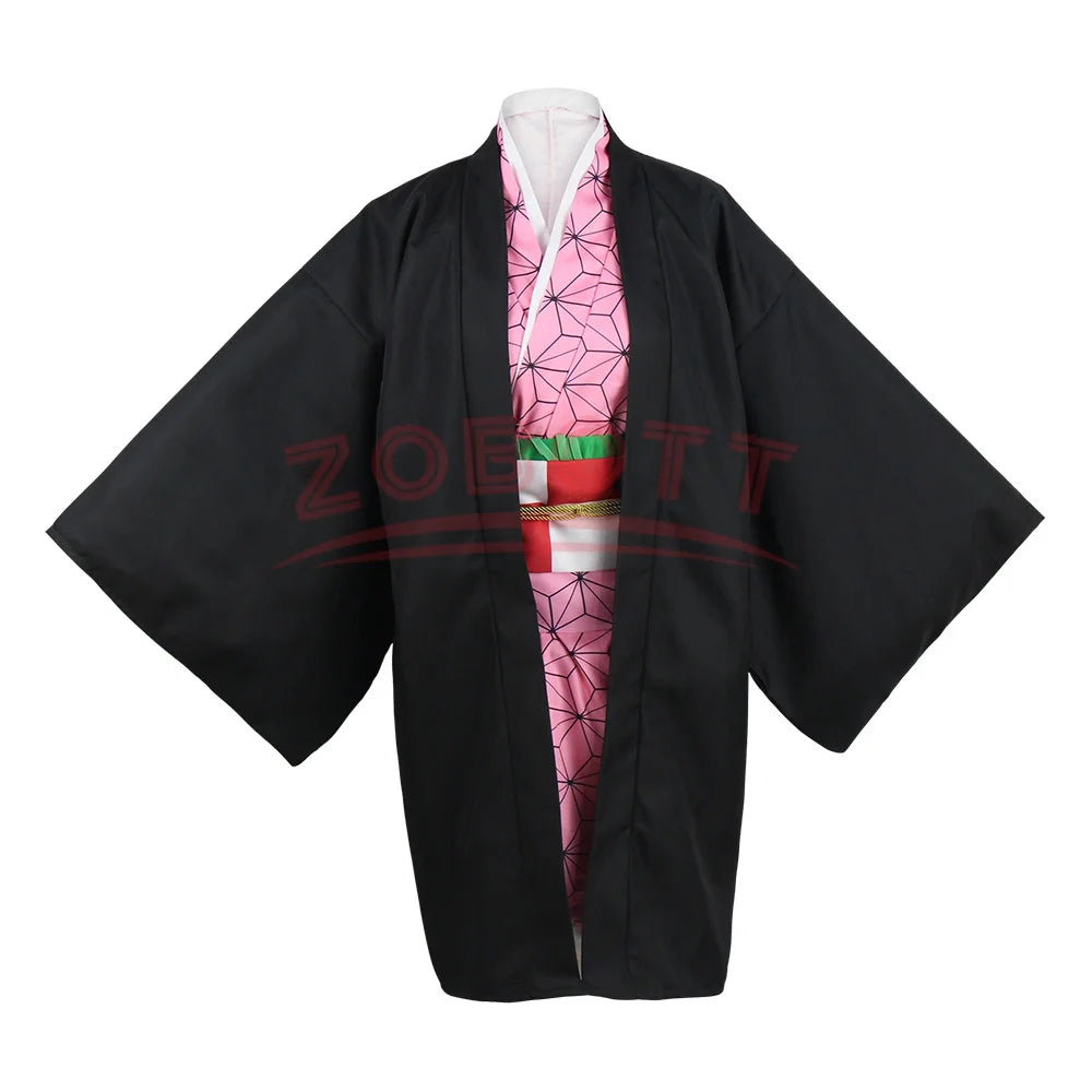 Anime Demon Slayer Nezuko Cosplay Costume Kimono Kimetsu No Yaiba