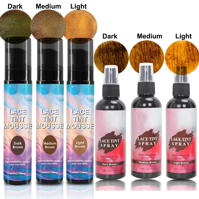10Pcs Wig Wear Kit For Lace Front Wigs, Hair Mousse Lace Tint Spray