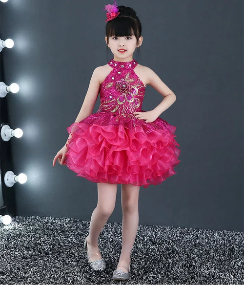 Children Beaded Top Layers Wedding Party Dresses Size 2 To 10 Baby