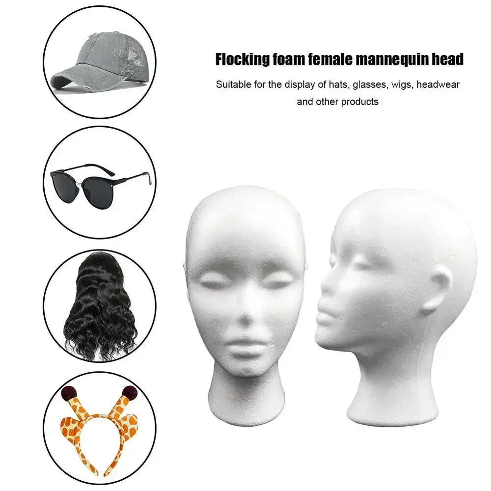 Female Styrofoam Mannequin Manikin Head Model Foam Wig Hair Glasses