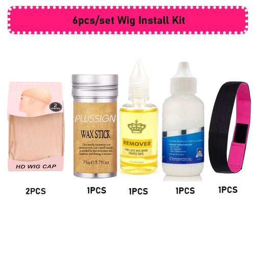Wig Install Kit 6Pcs/Lot Hd Stocking Wig Cap With Lace Wig Glue And