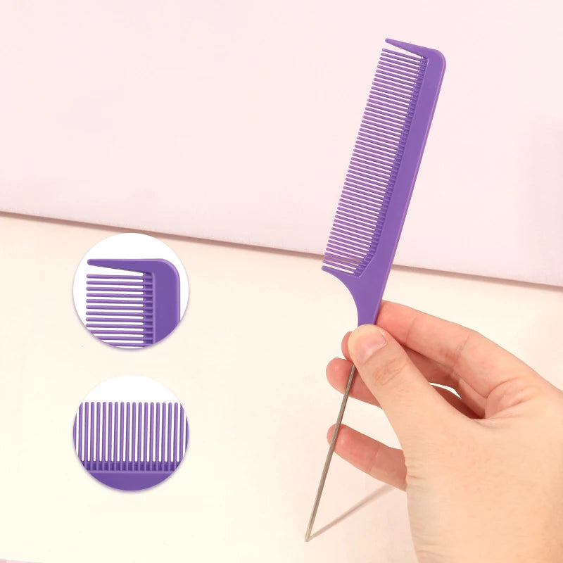 1 Professional pointed tail comb hair salon stainless steel comb
