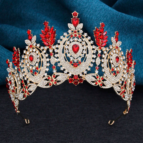 AB Crystal Pageant Miss Bridal Crown Vintage Baroque Rhinestone Big