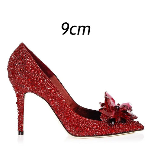 Luxury Brand Crystal Wedding Shoes for Women Pointed Toe Cinderella