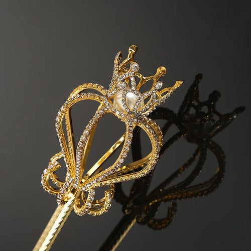 Bling Crystal Scepter Wand Gold/Silver Color Tiaras and Crowns Sceptre