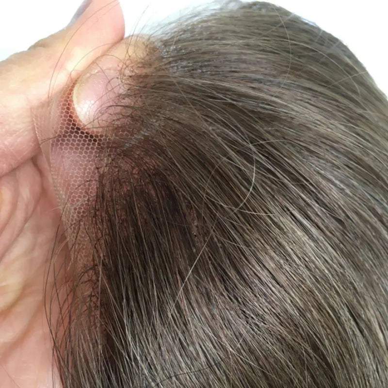 12" Long Toupee For Men 100% Virgin Human Hair Replacement System for Men 10"x8" Base Size Swiss Lace Front With PU Toupee Hair