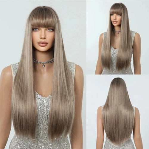 HENRY MARGU White Long Straight Synthetic Wigs for Women Colorful