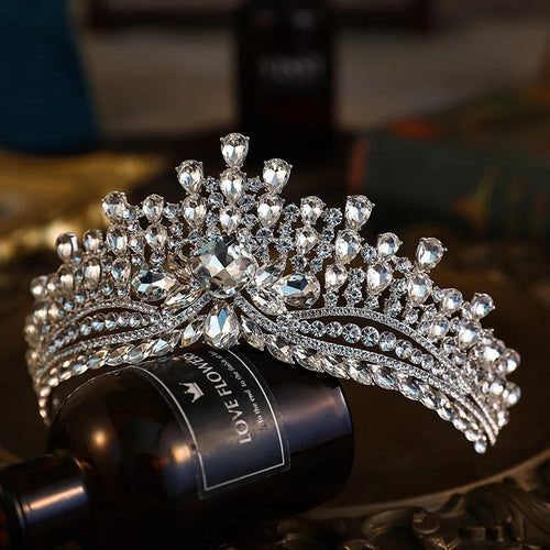 KMVEXO Baroque Luxury Crystal Bridal Tiaras Cubic Zircon Crown