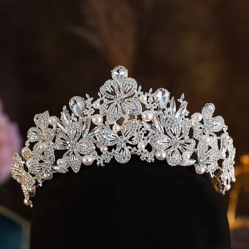 KMVEXO Baroque Luxury Crystal Bridal Tiaras Cubic Zircon Crown