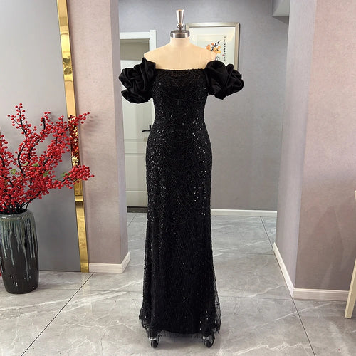 Elegant Mermaid Evening Dress with Dubai Pearls Off-the-Shoulder Long