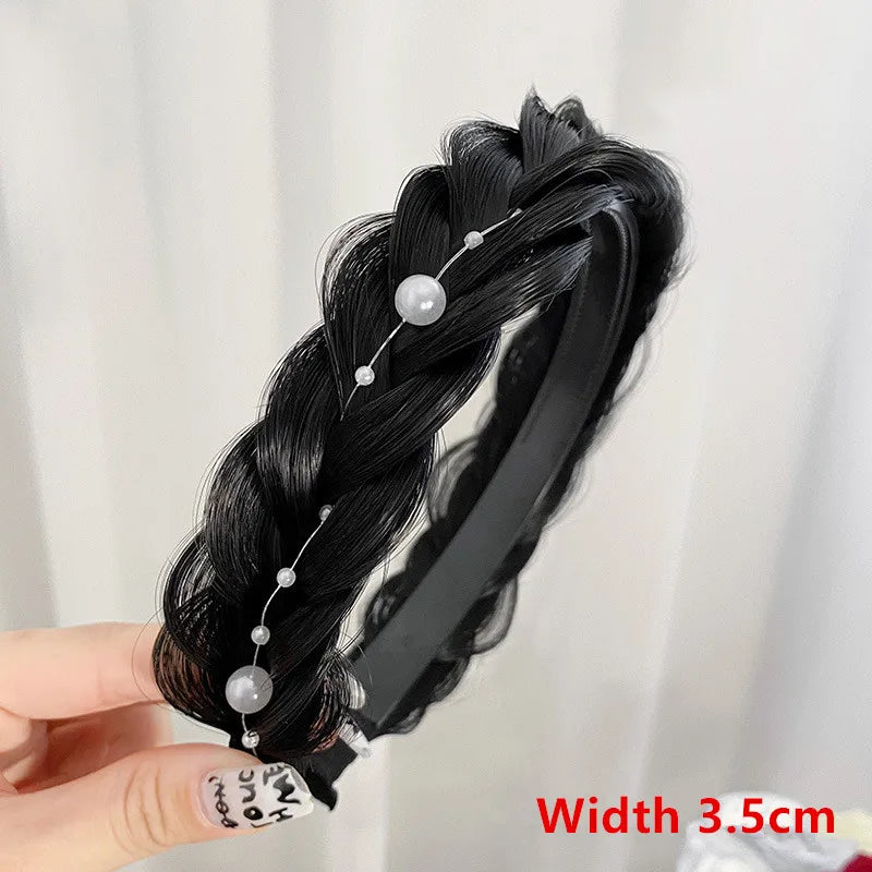 Women Synthetic Wig Twist Braided Hair Bands Fashion Braids Hair Accessories Women Bohemian Nature Headband Stretch for Party