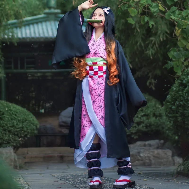 Anime Demon Slayer Nezuko Cosplay Costume Kimono Kimetsu No Yaiba