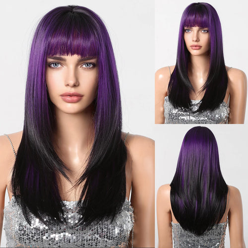 HENRY MARGU White Long Straight Synthetic Wigs for Women Colorful