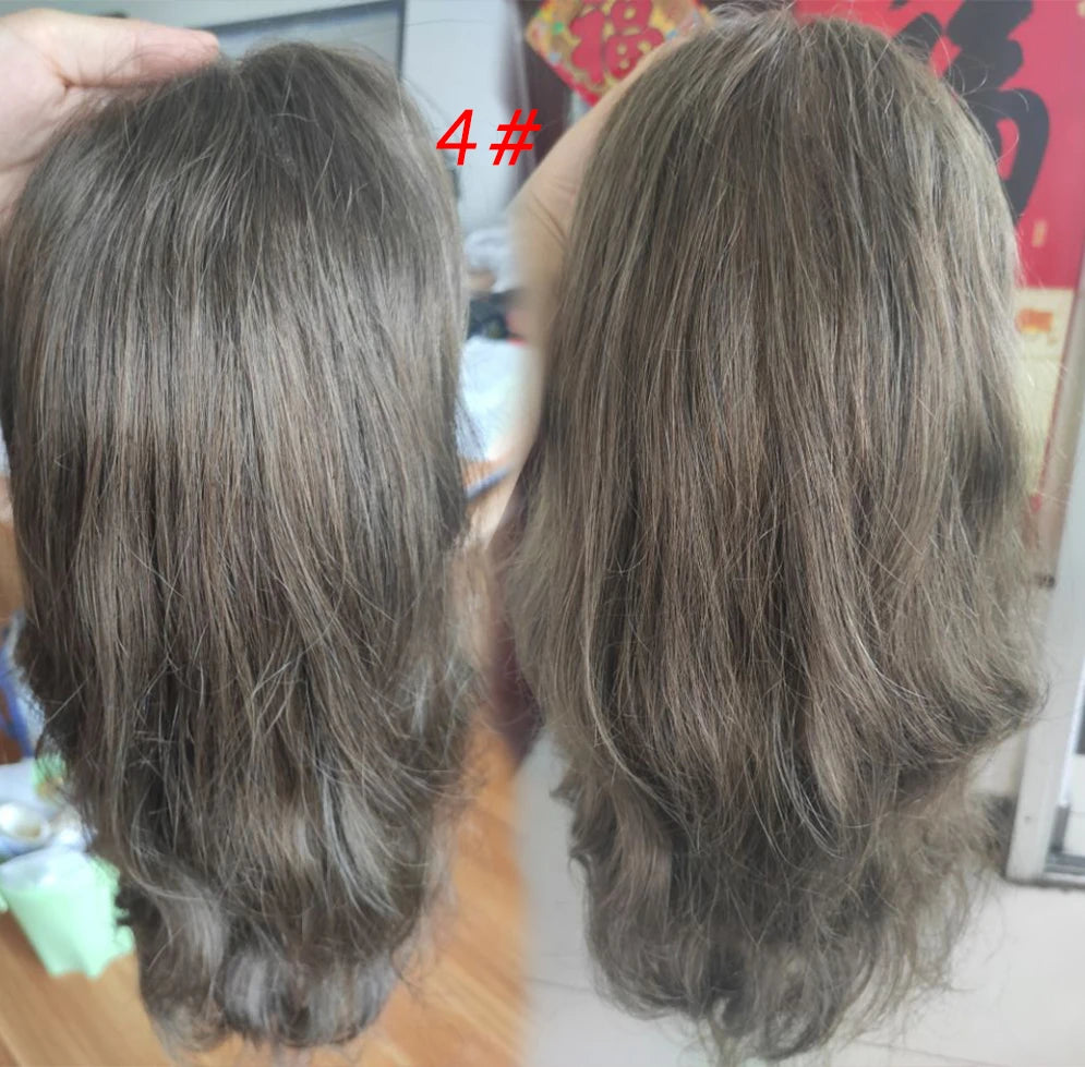 12" Long Toupee For Men 100% Virgin Human Hair Replacement System for Men 10"x8" Base Size Swiss Lace Front With PU Toupee Hair