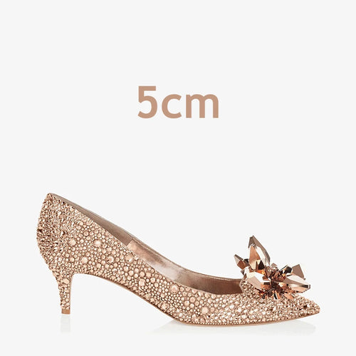 Luxury Brand Crystal Wedding Shoes for Women Pointed Toe Cinderella