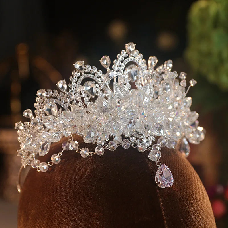 KMVEXO Baroque Luxury Crystal Bridal Tiaras Cubic Zircon Crown