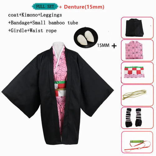 Anime Demon Slayer Nezuko Cosplay Costume Kimono Kimetsu No Yaiba