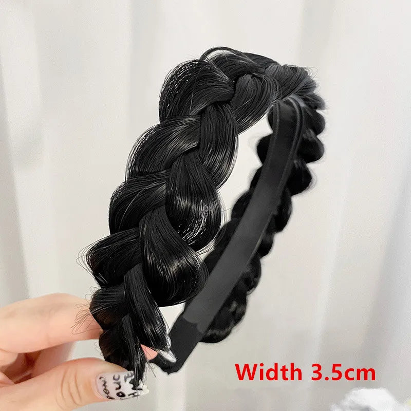 Women Synthetic Wig Twist Braided Hair Bands Fashion Braids Hair Accessories Women Bohemian Nature Headband Stretch for Party