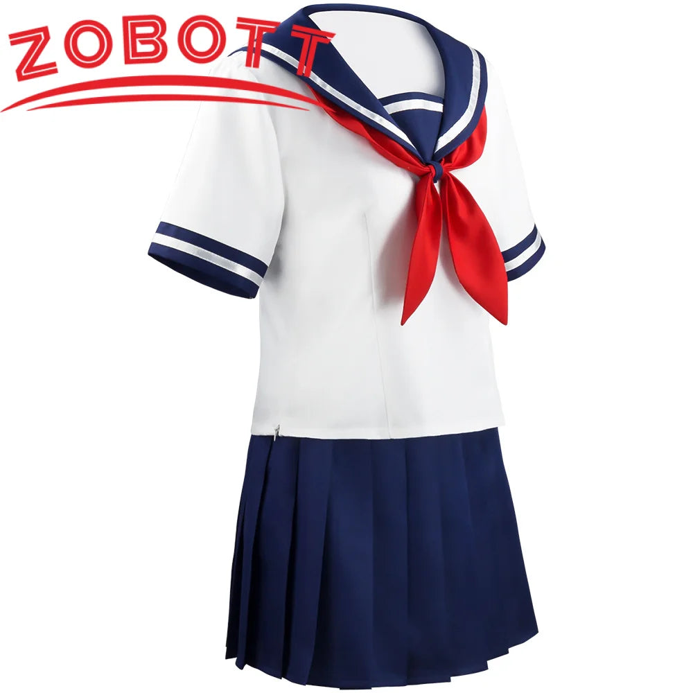 Halloween Party Girl's Navy Blue Sailor Skirt Pantyhose Loli Black