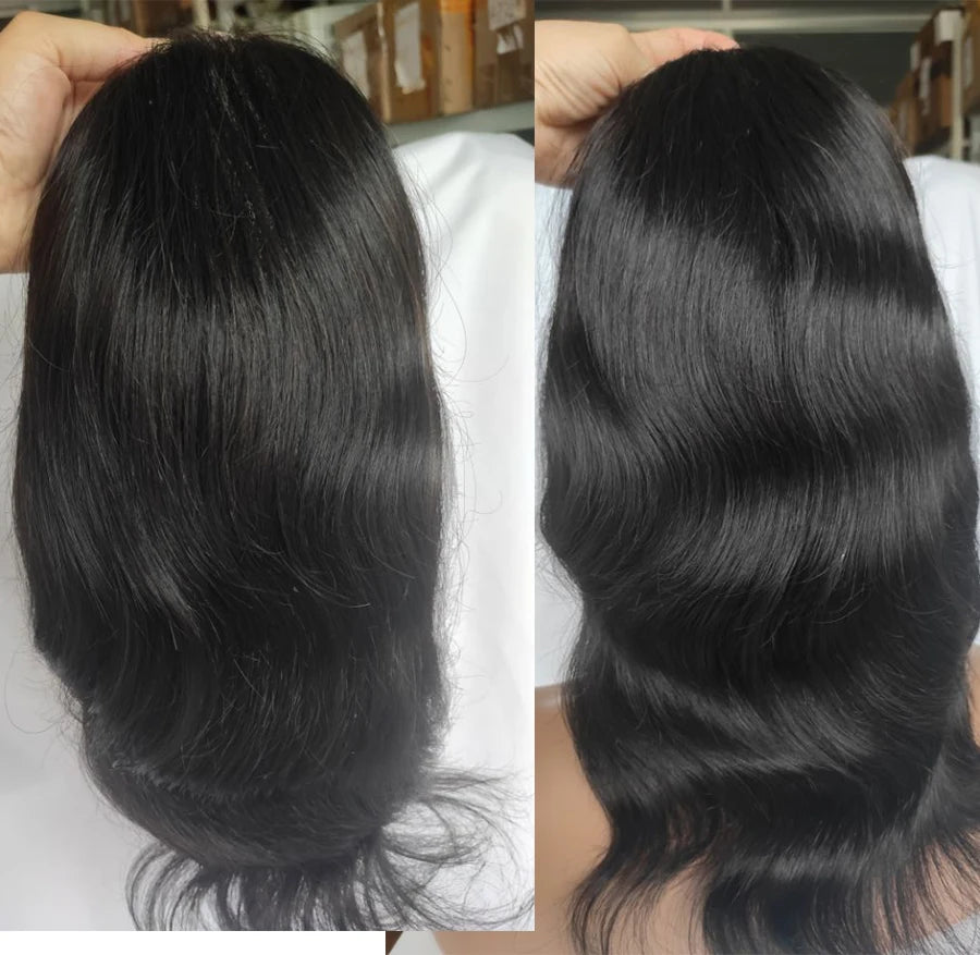 12" Long Toupee For Men 100% Virgin Human Hair Replacement System for Men 10"x8" Base Size Swiss Lace Front With PU Toupee Hair