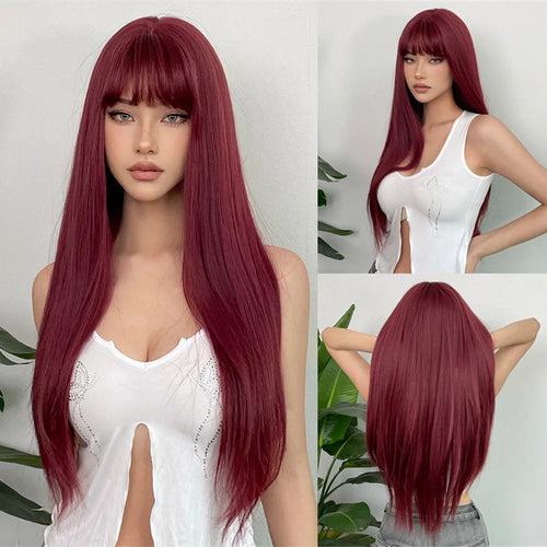 HENRY MARGU White Long Straight Synthetic Wigs for Women Colorful