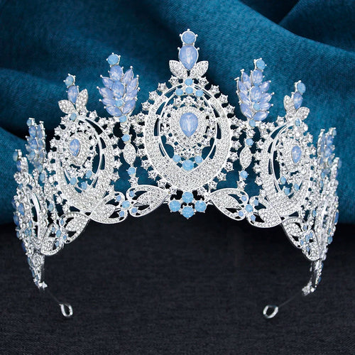 AB Crystal Pageant Miss Bridal Crown Vintage Baroque Rhinestone Big