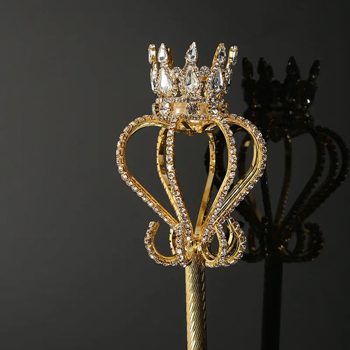 Bling Crystal Scepter Wand Gold/Silver Color Tiaras and Crowns Sceptre