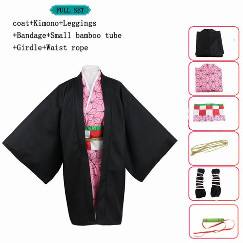 Anime Demon Slayer Nezuko Cosplay Costume Kimono Kimetsu No Yaiba