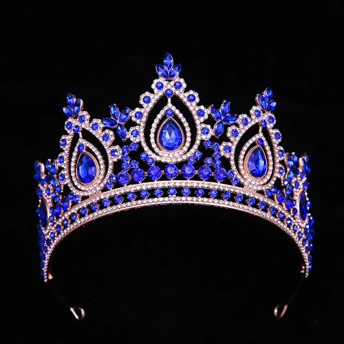 KMVEXO Vintage Baroque Water Drop Fairy Crowns Pink Crystal Elf Tiaras