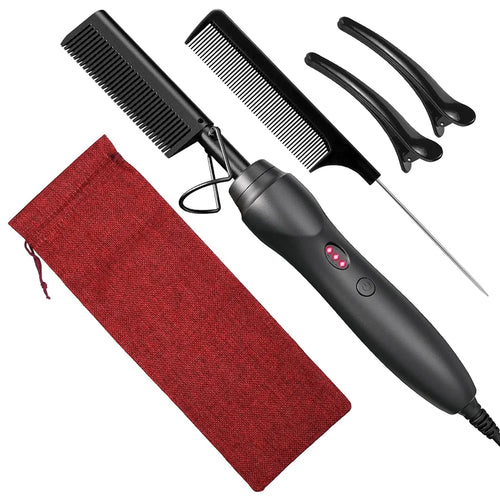 Hot Comb Hair Straightener Heat Pressing Combs Portable Ceramic