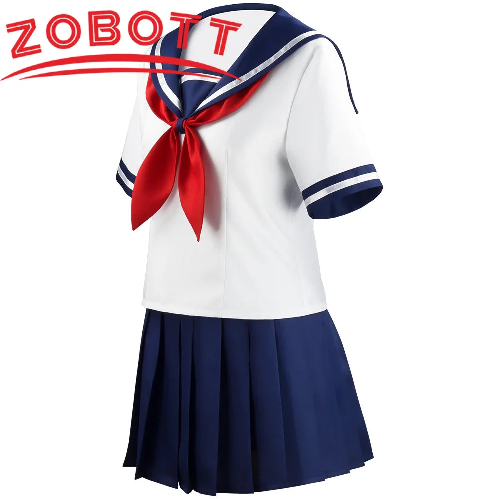 Halloween Party Girl's Navy Blue Sailor Skirt Pantyhose Loli Black