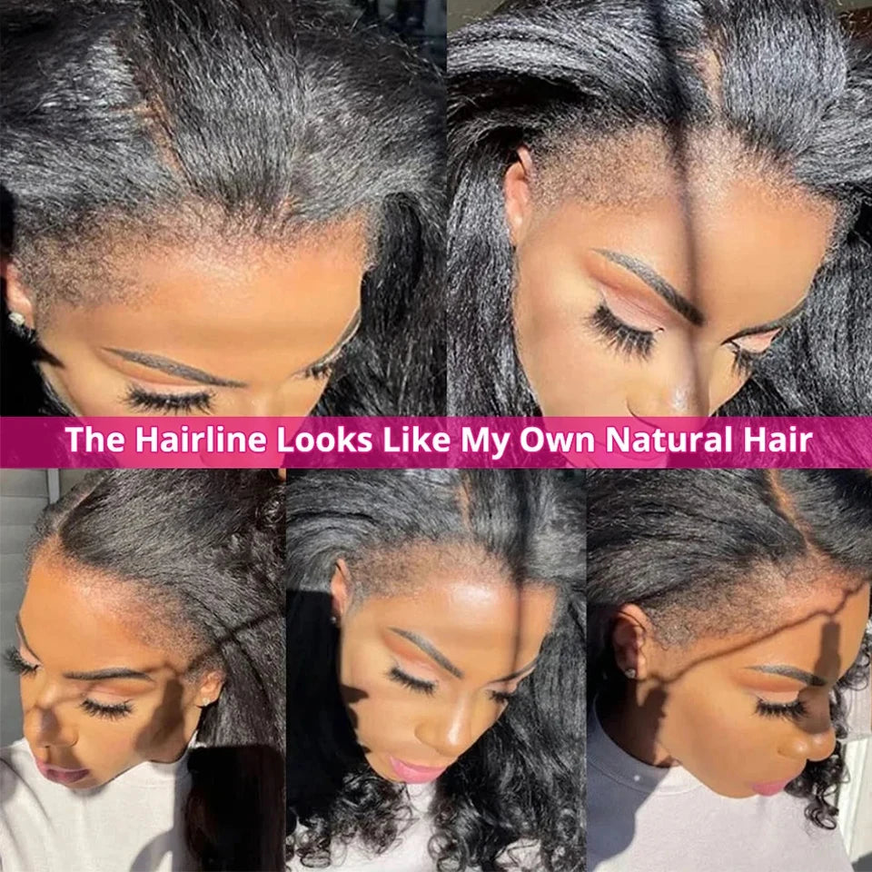 13x4 Kinky Straight Lace Front Human Hair Wigs For Women Glueless 4C Baby Hair Lace Front Wigs 4x4 Yaki Straight Wig Preplucked