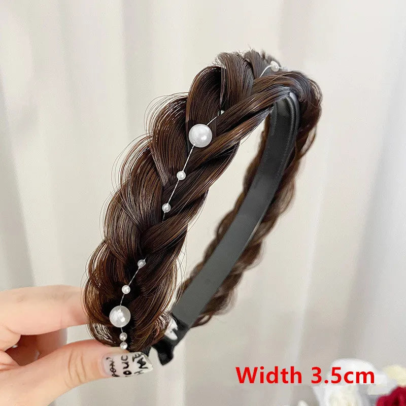 Women Synthetic Wig Twist Braided Hair Bands Fashion Braids Hair Accessories Women Bohemian Nature Headband Stretch for Party