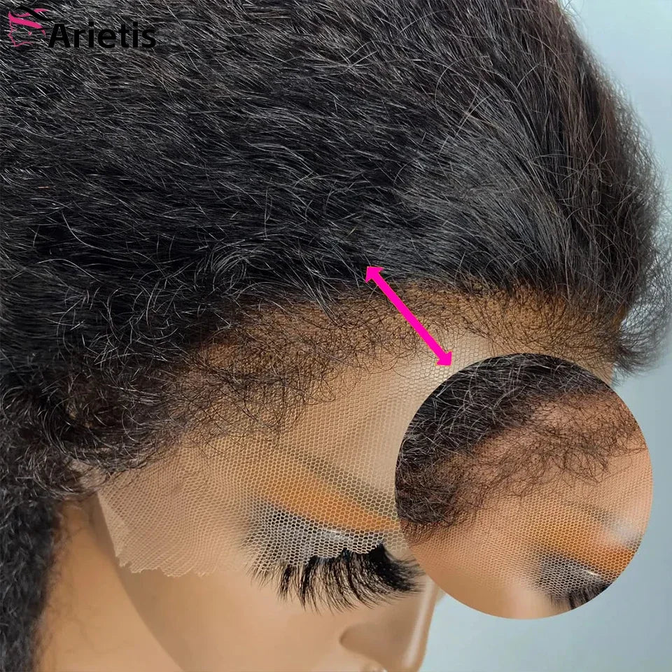 13x4 Kinky Straight Lace Front Human Hair Wigs For Women Glueless 4C Baby Hair Lace Front Wigs 4x4 Yaki Straight Wig Preplucked