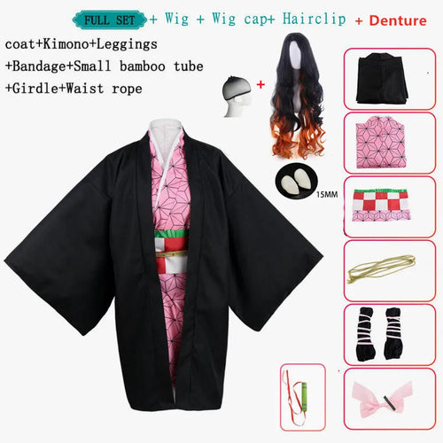 Anime Demon Slayer Nezuko Cosplay Costume Kimono Kimetsu No Yaiba