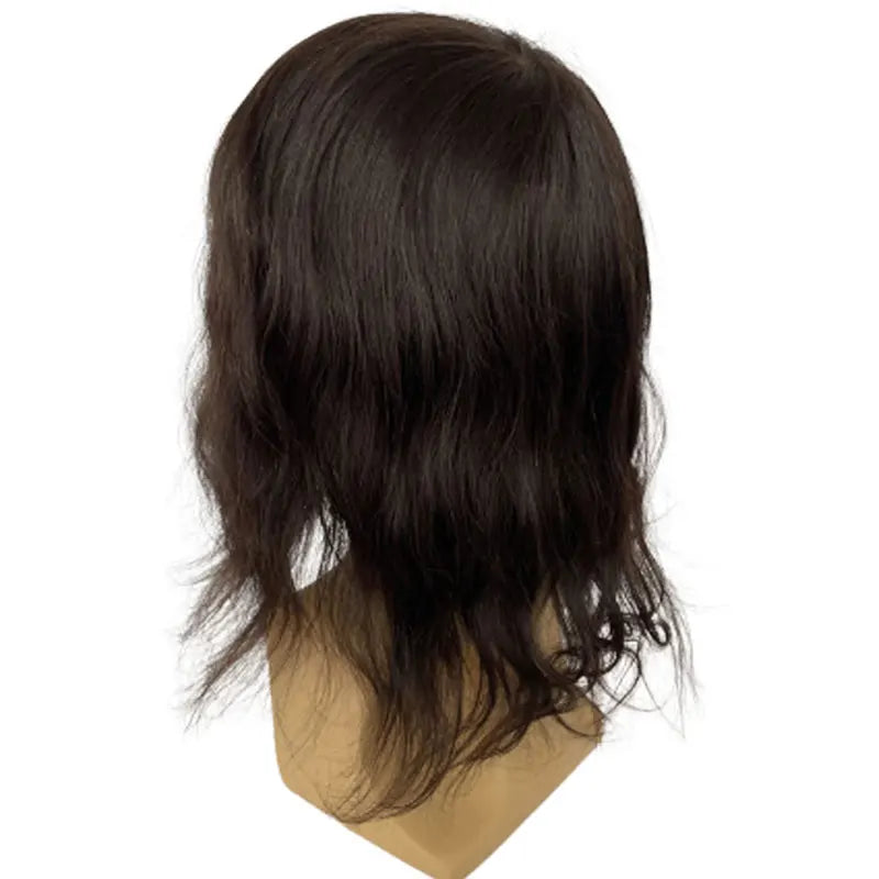 12" Long Toupee For Men 100% Virgin Human Hair Replacement System for Men 10"x8" Base Size Swiss Lace Front With PU Toupee Hair
