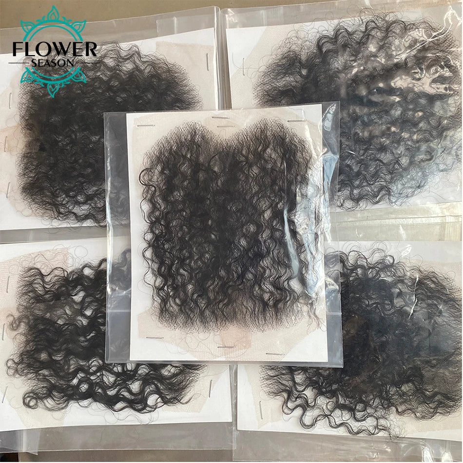 HD Lace Baby Hair Stripes 4Pcs Curly Human Hair Baby Hair Edge Body Wave Swiss Lace Hairline Baby Hair Strips for Women
