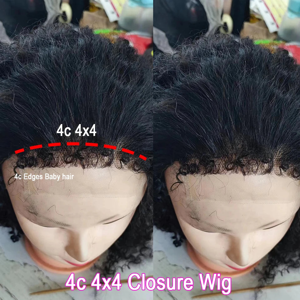 13x4 Kinky Straight Lace Front Human Hair Wigs For Women Glueless 4C Baby Hair Lace Front Wigs 4x4 Yaki Straight Wig Preplucked