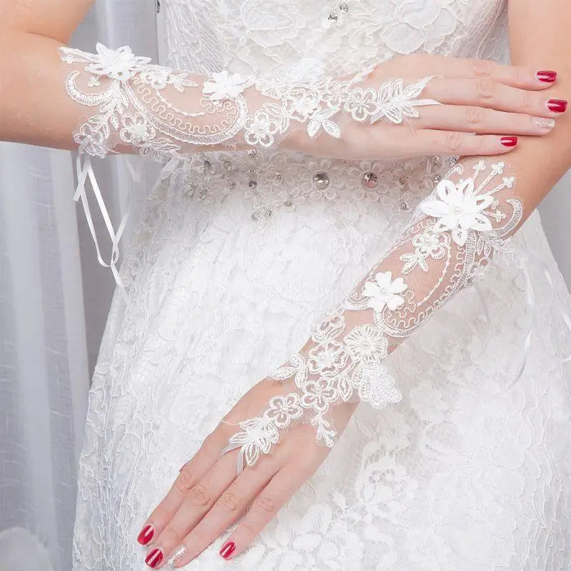 C9GE Princess Elegant Lace Fingerless Loop Gloves Dinner Party Pageant