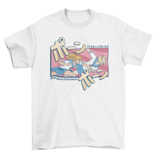 Anime girls fight t-shirt