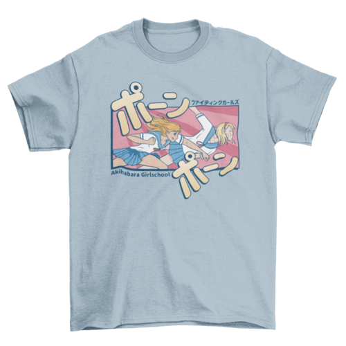Anime girls fight t-shirt