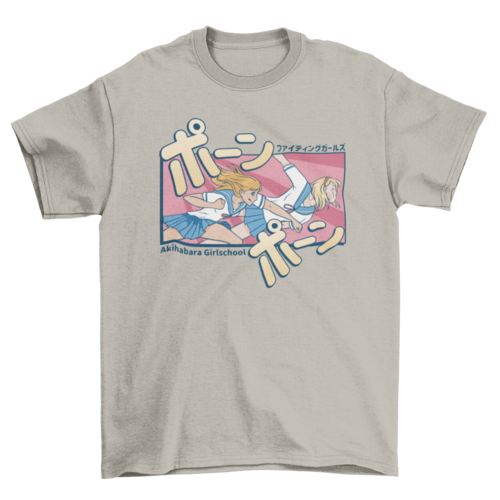 Anime girls fight t-shirt