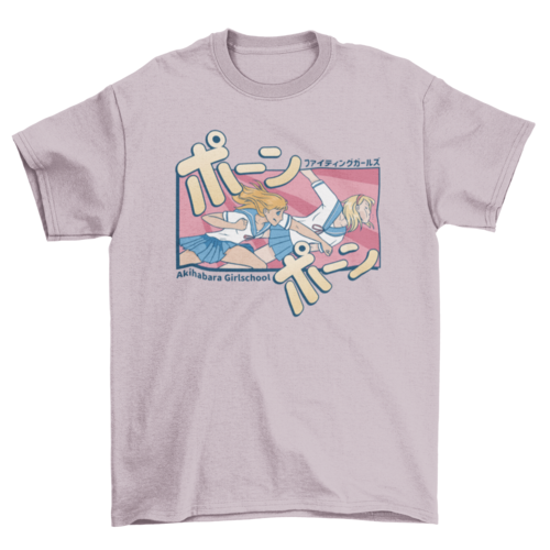 Anime girls fight t-shirt
