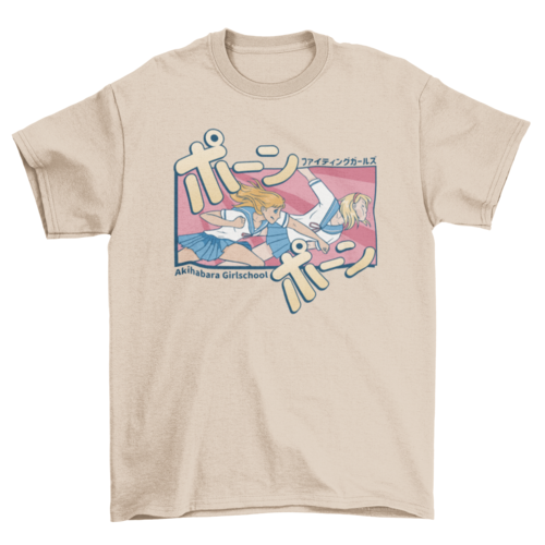Anime girls fight t-shirt