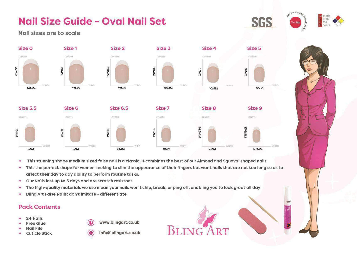 False Nails by Bling Art Red Brown Gel Oval Medium Acrylic Tips with