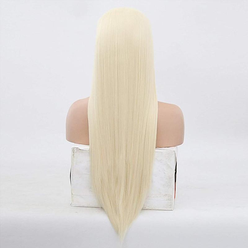 613 Light Blonde Hair Soft None Lace Synthetic Wigs Long Silky